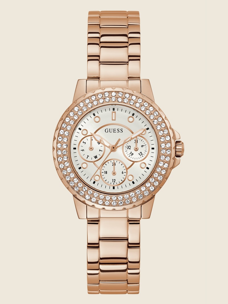 Guess Rose Gold-Tone and Rhinestone Multifunction Women's Watches Rose Gold | 9670-BSLCK