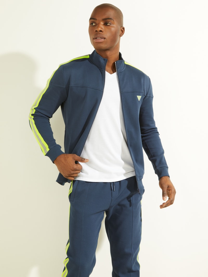 Guess Russel Track Men's Jackets Blue | 3584-QXYSJ