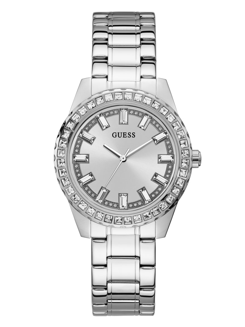 Guess Silver-Tone Analog Women's Watches Silver | 5892-KNTYJ