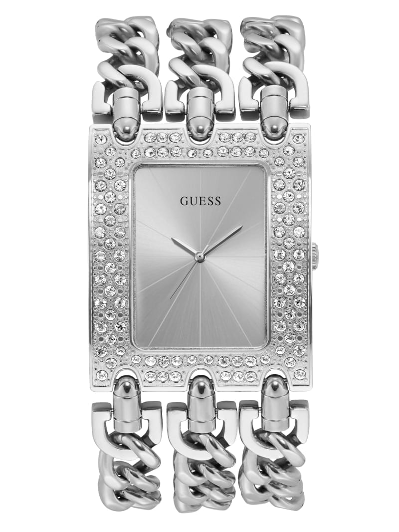 Guess Silver-Tone Chain Analog Women's Watches Silver | 2351-WHUPK