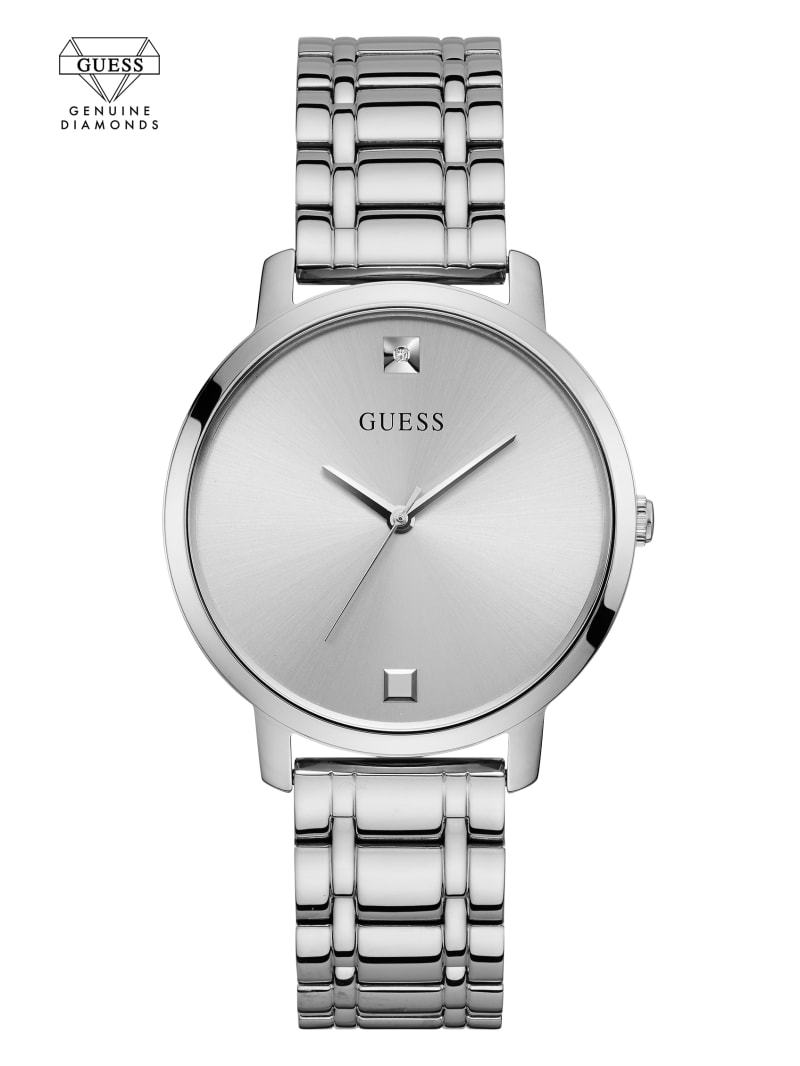 Guess Silver-Tone Diamond Analog Women's Watches Silver | 0598-NYHLX