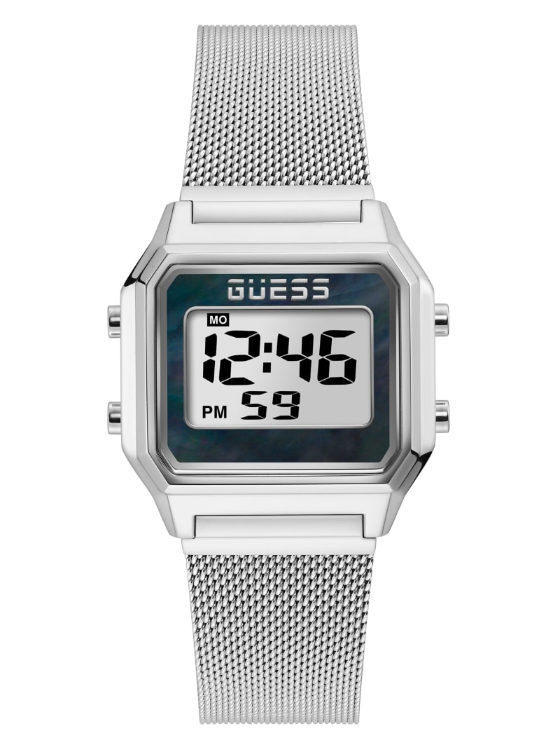 Guess Silver-Tone Digital Women's Watches Silver | 5892-PTQIY