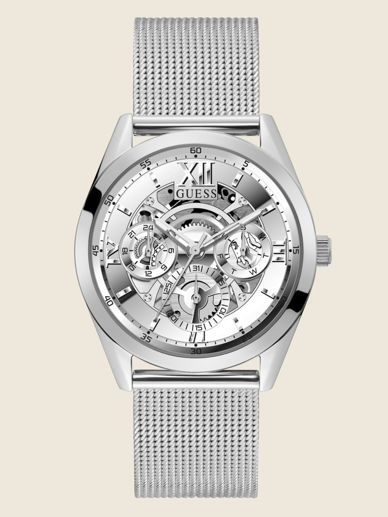 Guess Silver-Tone Men's Watches Silver | 3680-KFWZM