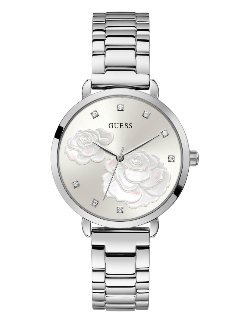 Guess Silver-Tone Rose Crystal Analog Women's Watches Silver | 4203-WGPHX