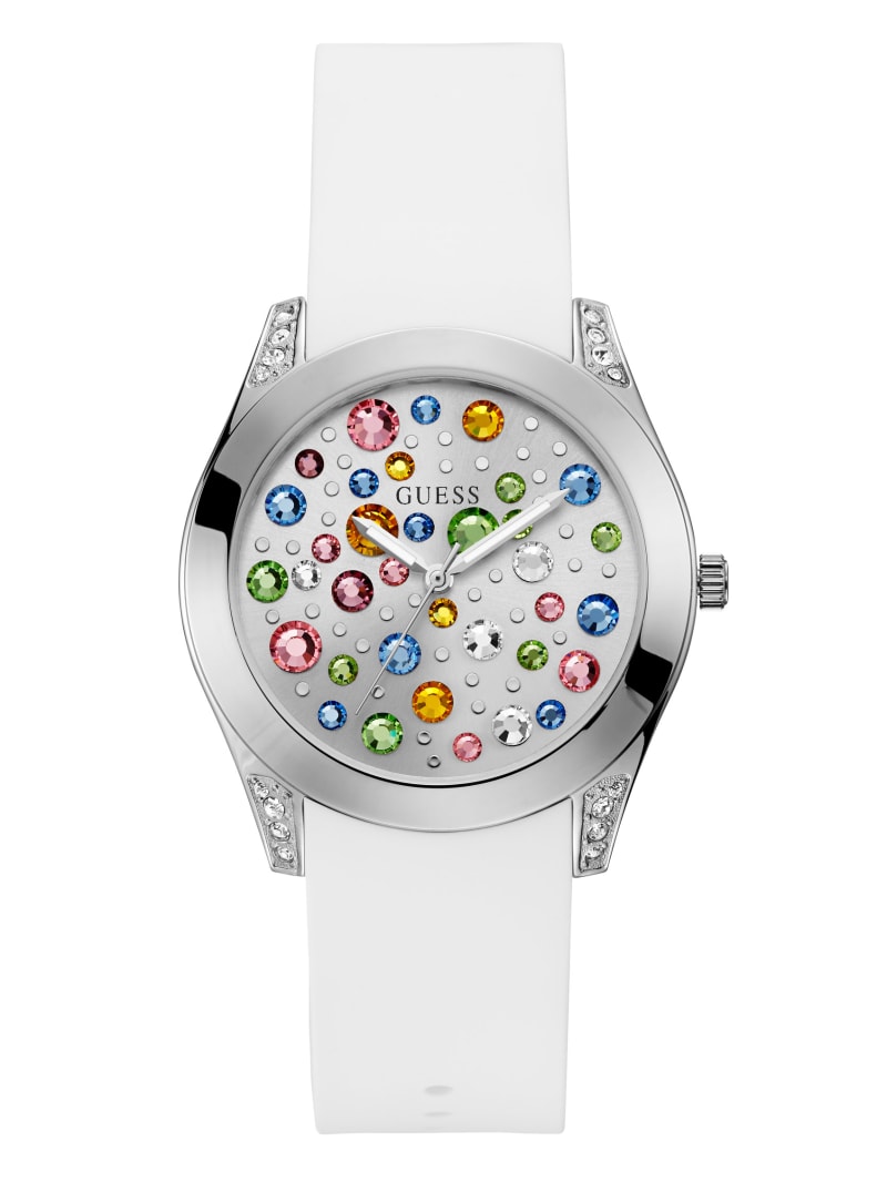 Guess Silver-Tone and White Analog Women's Watches Multicolor | 9347-NIJLF