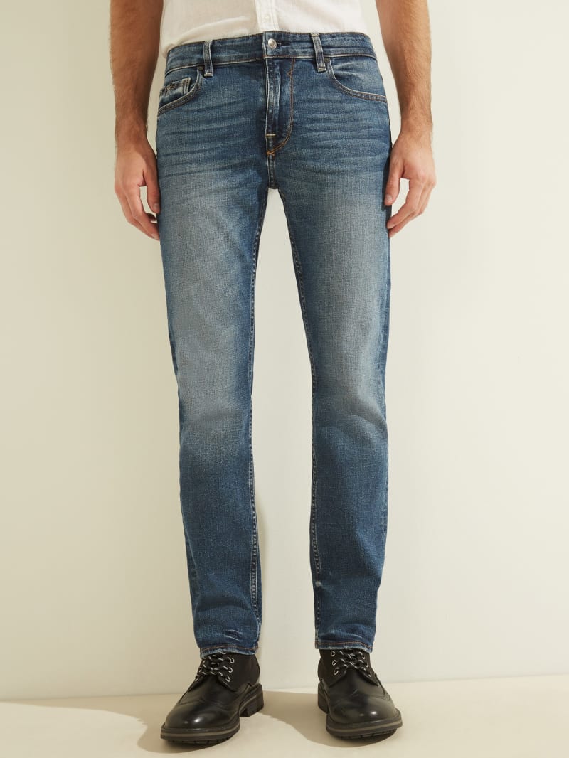 Guess Slim Straight Men's Pants Blue | 6320-HXBQC