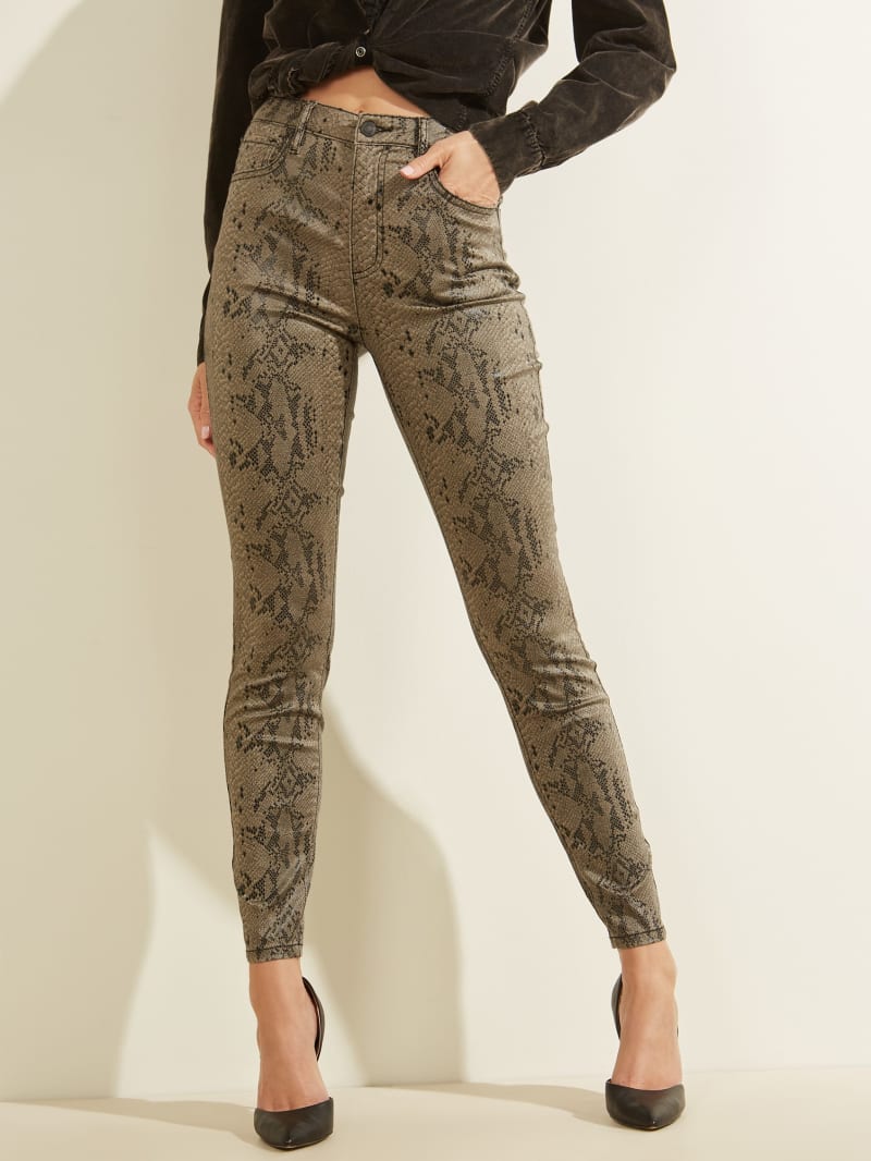 Guess Snake Print Skinny Women's Pants Grey | 1837-FLVXU