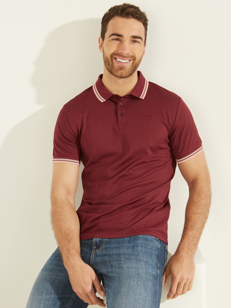 Guess Sports Pique Men's Shirts Burgundy | 6751-HXJLP