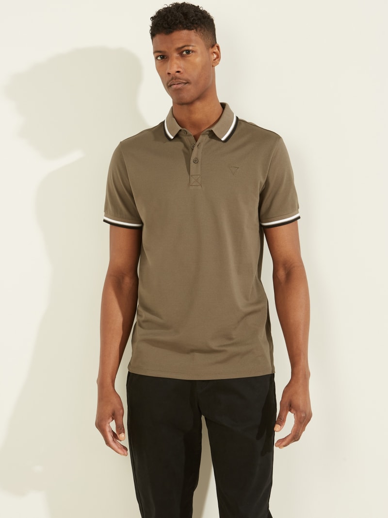 Guess Sports Pique Men's Shirts Chocolate | 3149-ZRWTI