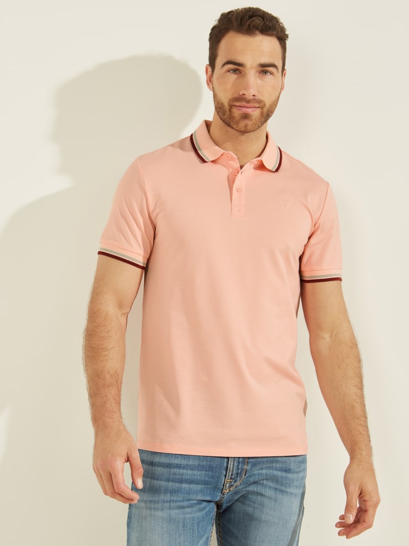 Guess Sports Pique Men's Shirts Light Pink | 2735-FTNZA