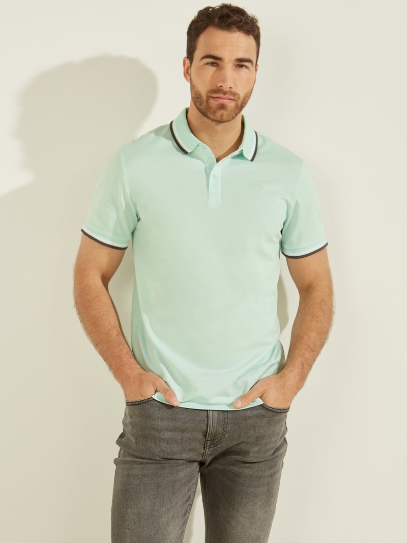 Guess Sports Pique Men's Shirts Light Turquoise | 1830-IOHLG