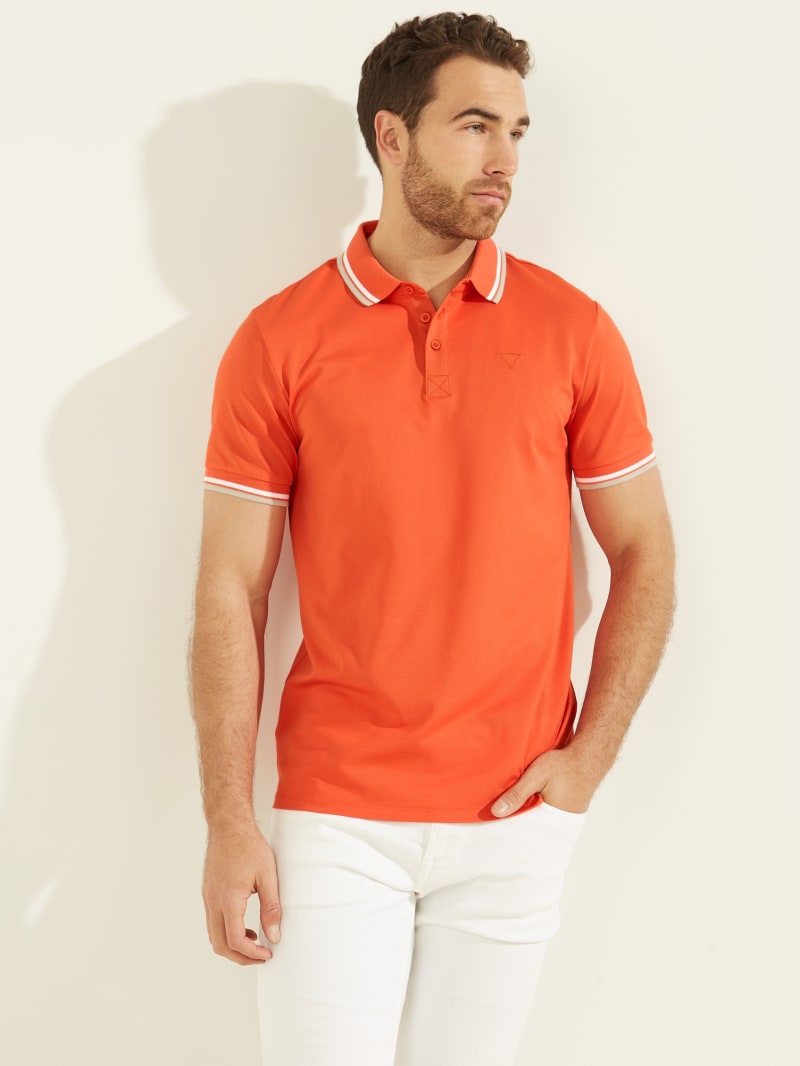 Guess Sports Pique Men's Shirts Orange | 9306-AMOJL