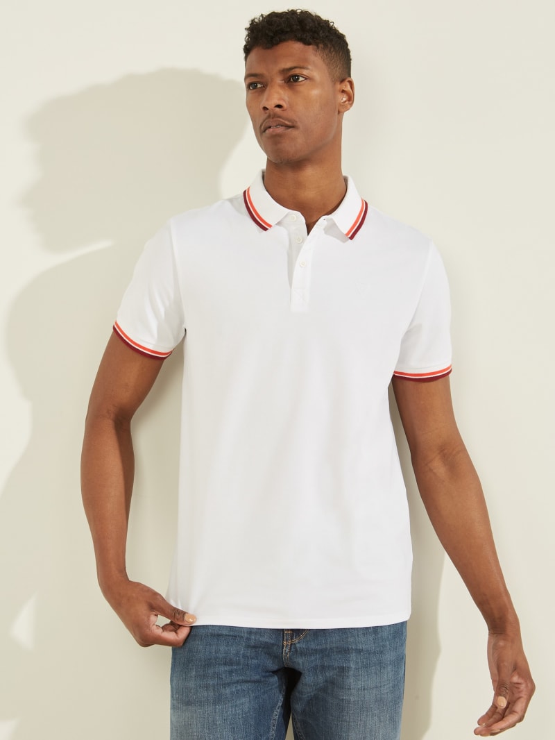 Guess Sports Pique Men's Shirts White | 7432-YJITQ