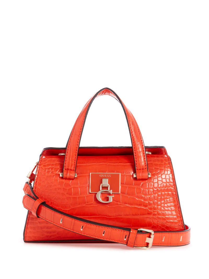 Guess Stephi Croc Women's Satchel Bags Brown | 6041-ORVMI