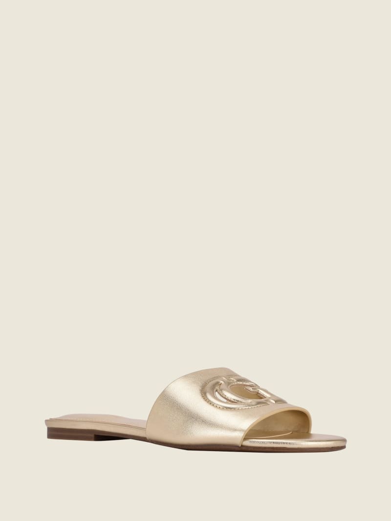 Guess Tashia Logo Women's Slides Gold | 6328-RANHS