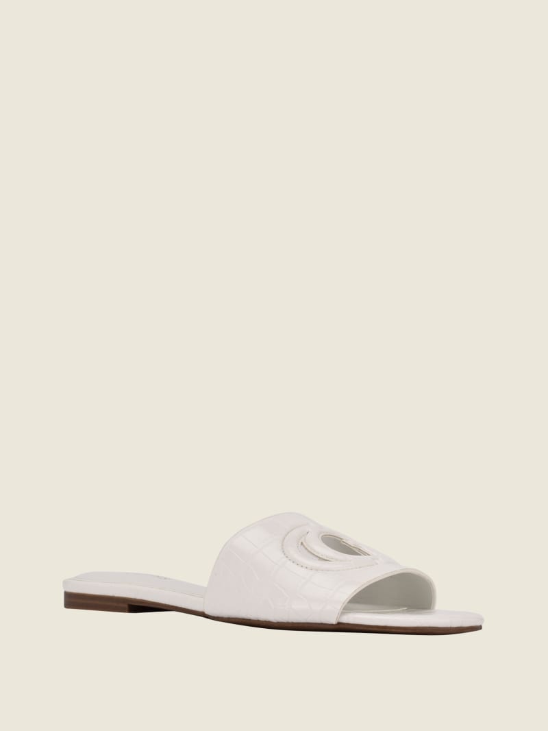 Guess Tashia Logo Women's Slides White | 9513-RHKYL