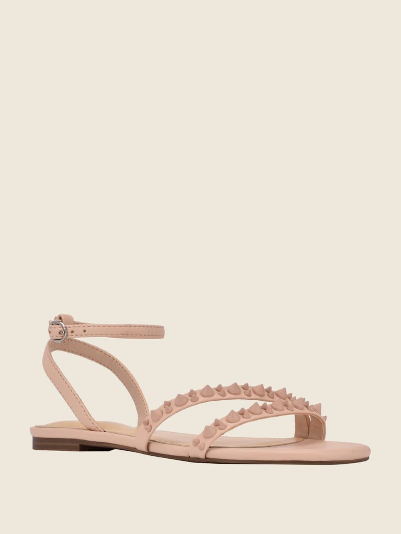 Guess Teagin Studded Women's Sandals Light Pink | 0763-ZOBGY