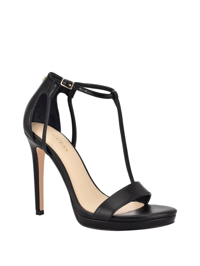 Guess Tecru T-Strap Stilettos Women's Heels Black | 0763-RIZKH