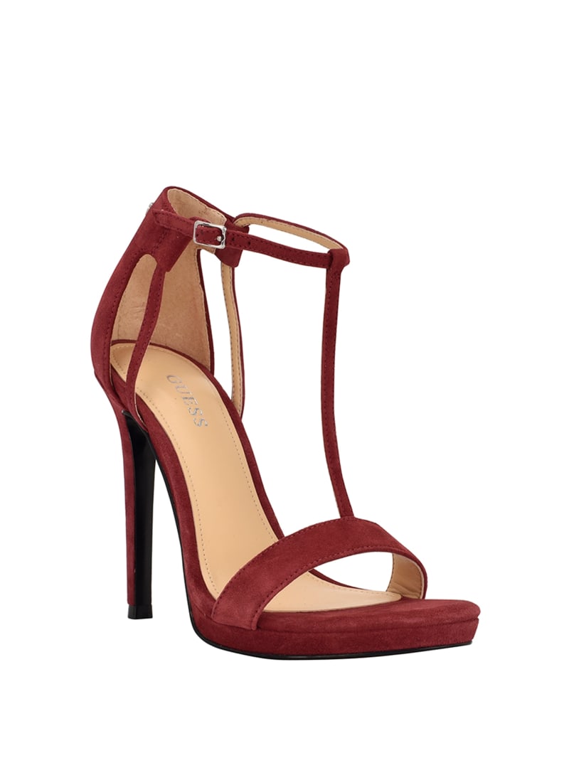 Guess Tecru T-Strap Stilettos Women's Heels Red | 2875-QMANK