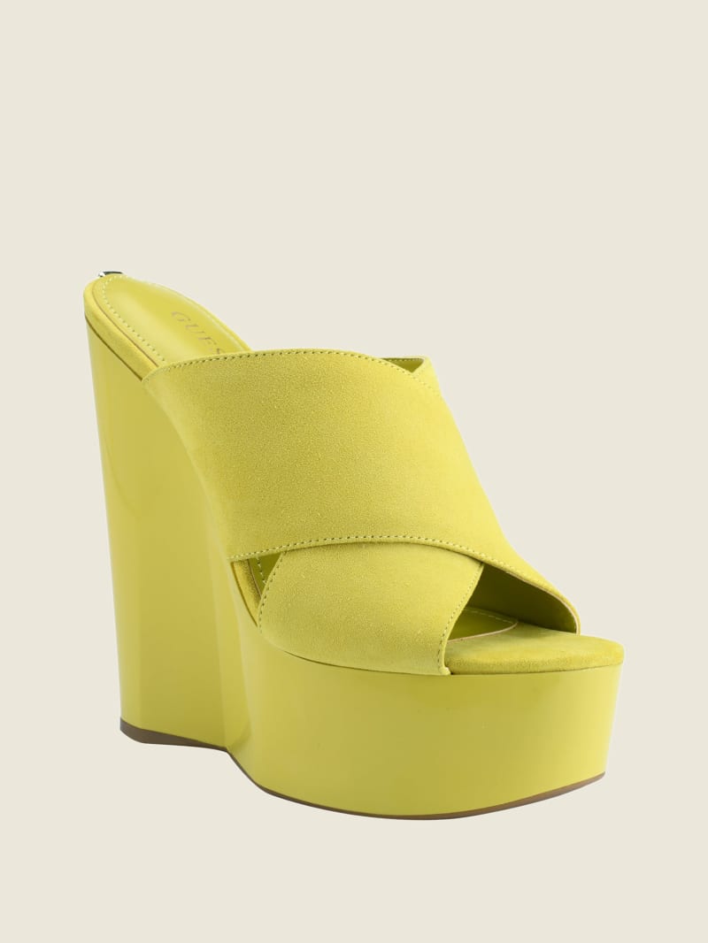 Guess Teisha Crisscross Women's Wedges Yellow | 3702-LGKOX