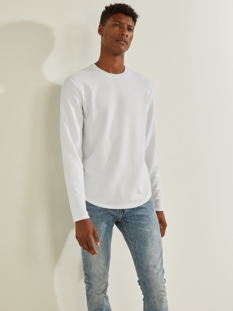 Guess Textured Jersey Crewneck Men's T Shirts White | 3860-KLCSB