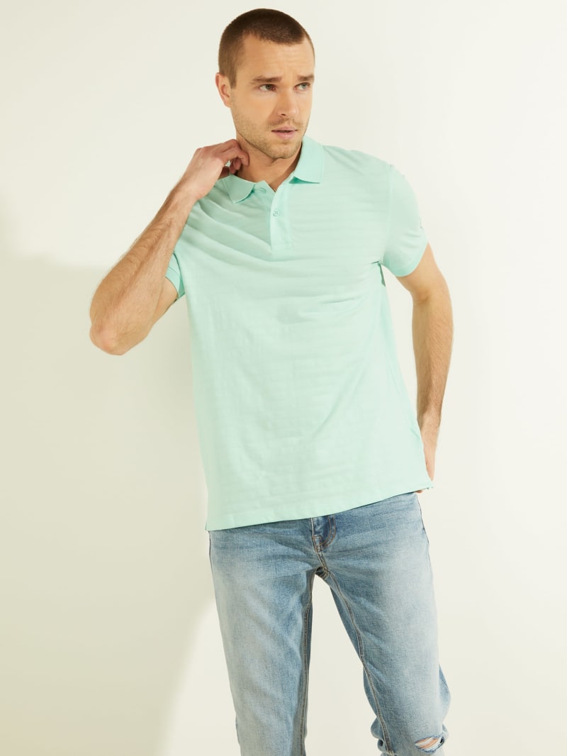 Guess Textured Stripe Men's Shirts Blue | 9716-RODMJ