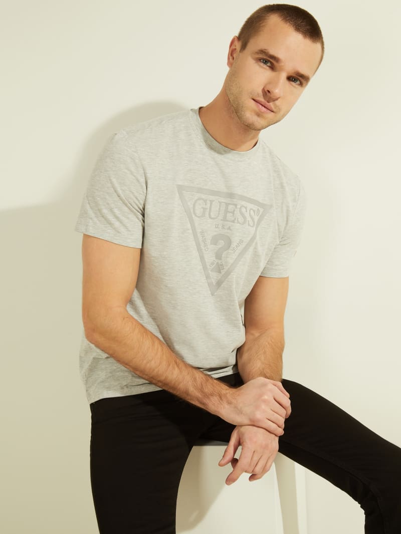 Guess Tonal Logo Tee Men's T Shirts Grey | 5913-SJPQH