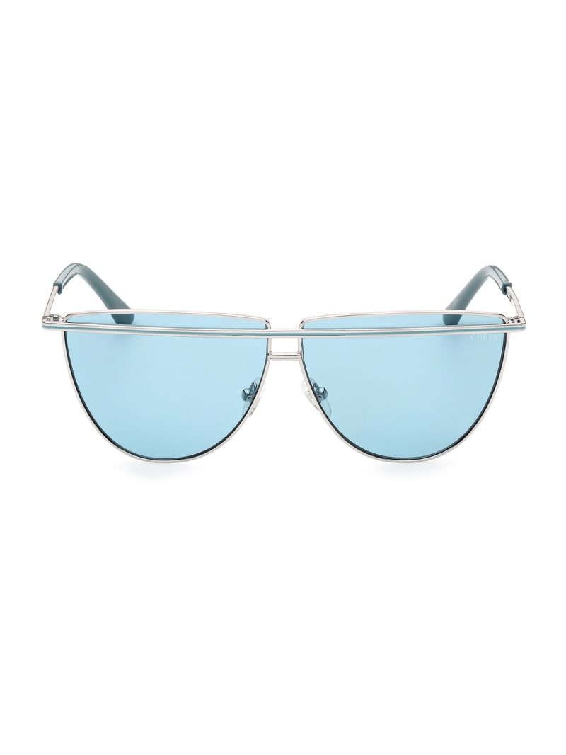 Guess Top Bar Aviator Women's Sunglasses Silver / Blue | 2135-HUWNZ