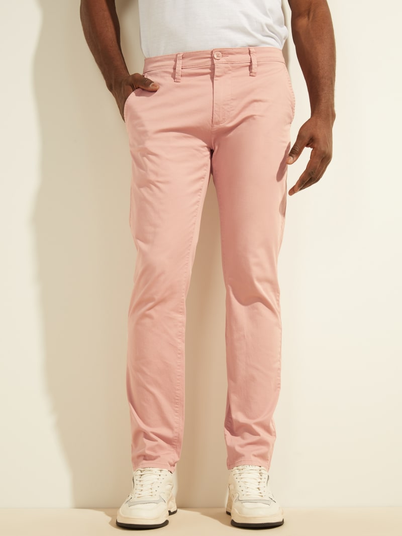 Guess Toro Twill Chinos Men's Pants Pink | 5346-BFUXH