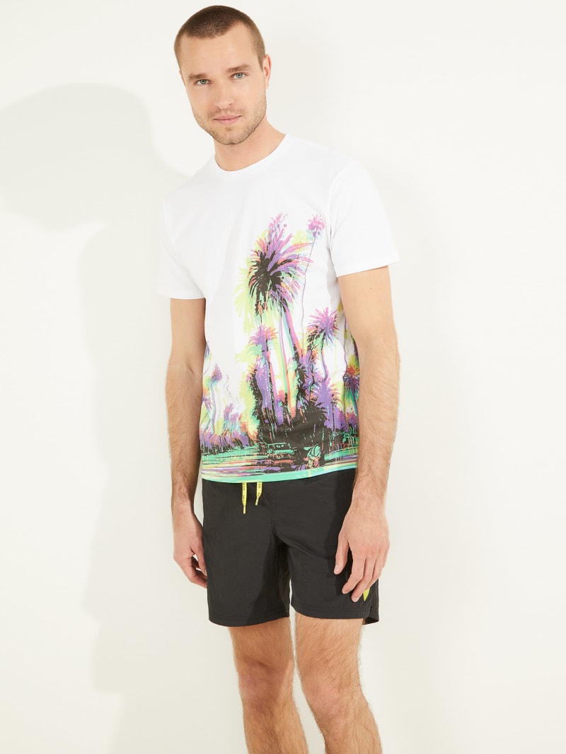 Guess Trippy Palms Tee Men's T Shirts White | 4986-KTHNO