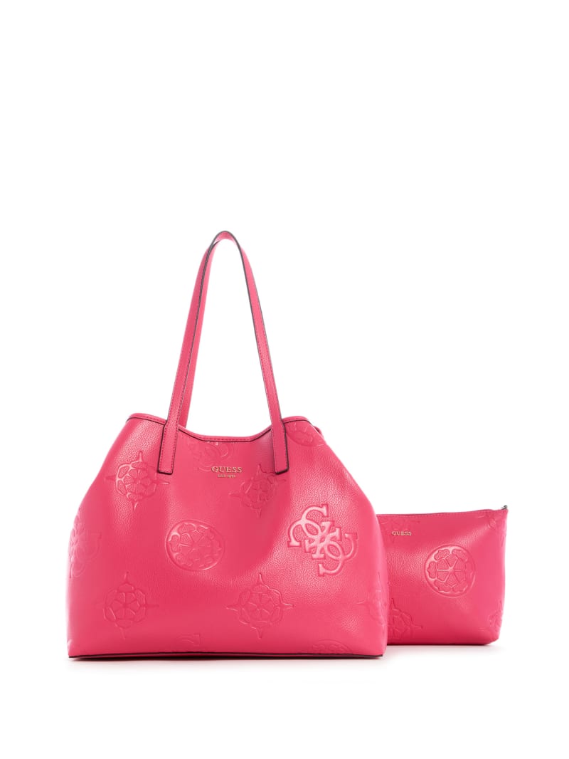 Guess Vikky Logo Large Women's Tote Bags Pink | 7842-ZXFMJ