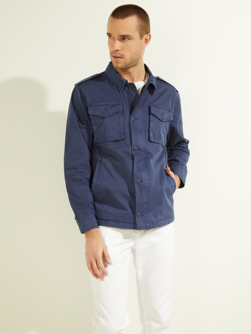 Guess Washed Twill Cargo Men's Jackets Blue | 9184-XRTLW