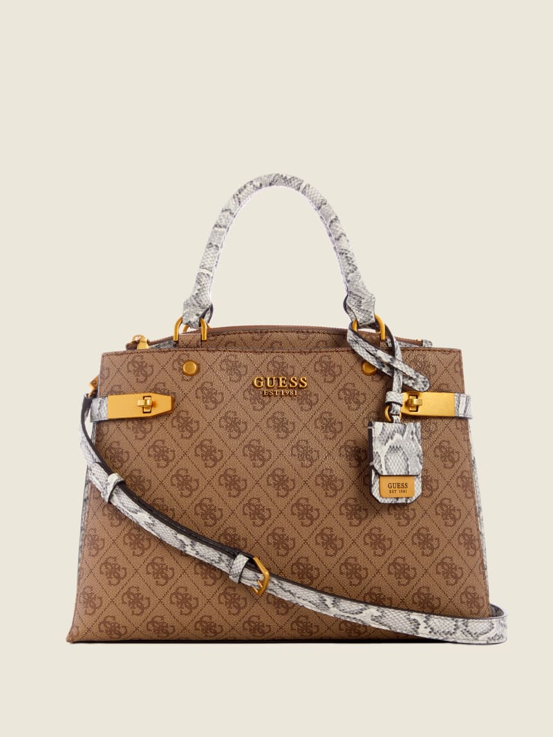 Guess Zadie Logo Girlfriend Women's Satchel Bags Brown | 0351-QISZY