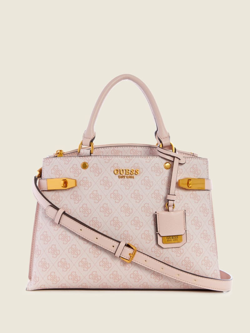 Guess Zadie Logo Girlfriend Women's Satchel Bags Pink | 6725-PSDYK