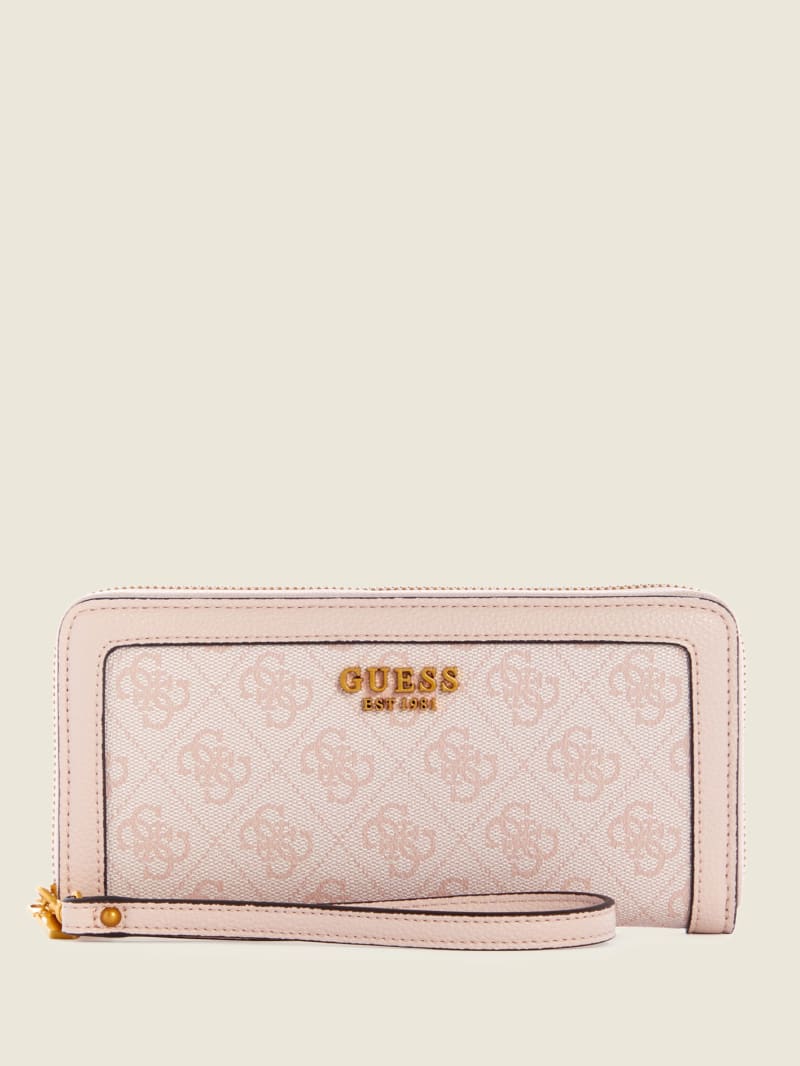 Guess Zadie Logo Large Zip-Around Women's Wallets Pink | 9167-BGVXY