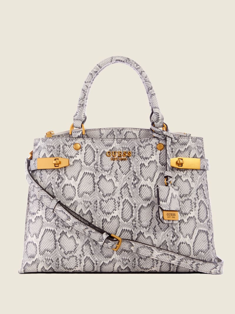 Guess Zadie Python Girlfriend Women's Satchel Bags Grey | 9527-UEGIS