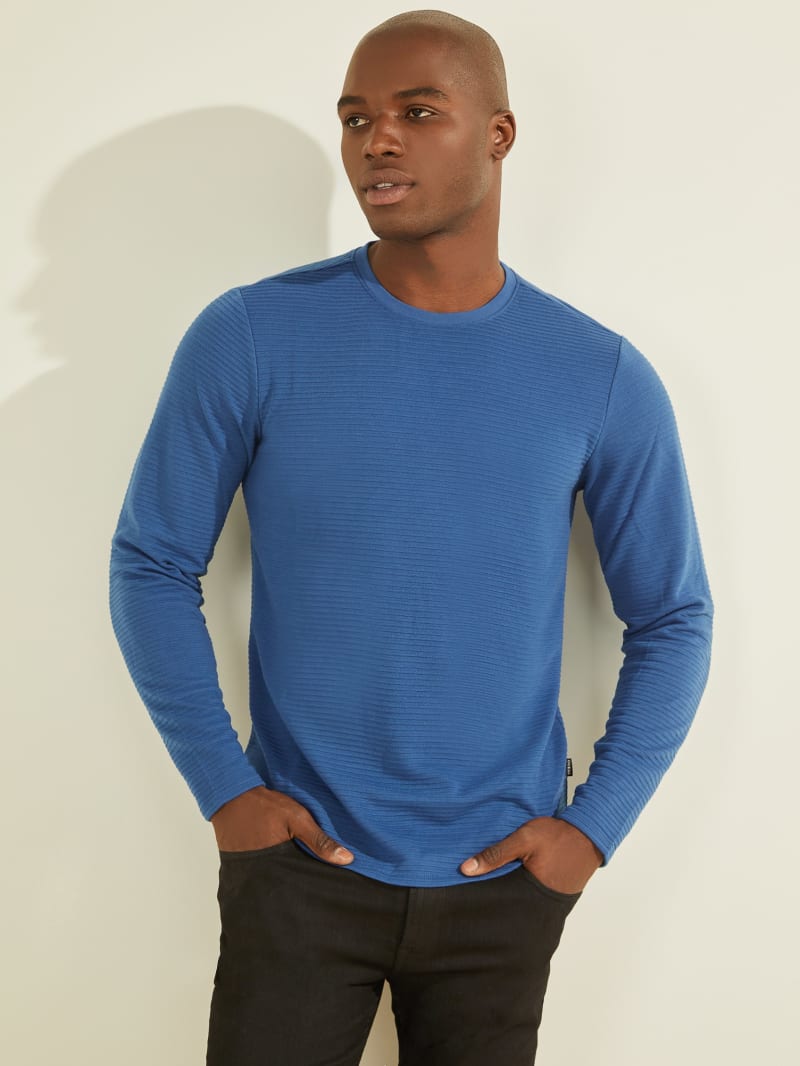 Guess Zuma Long-Sleeve Tee Men's T Shirts Blue | 4962-ETQRF