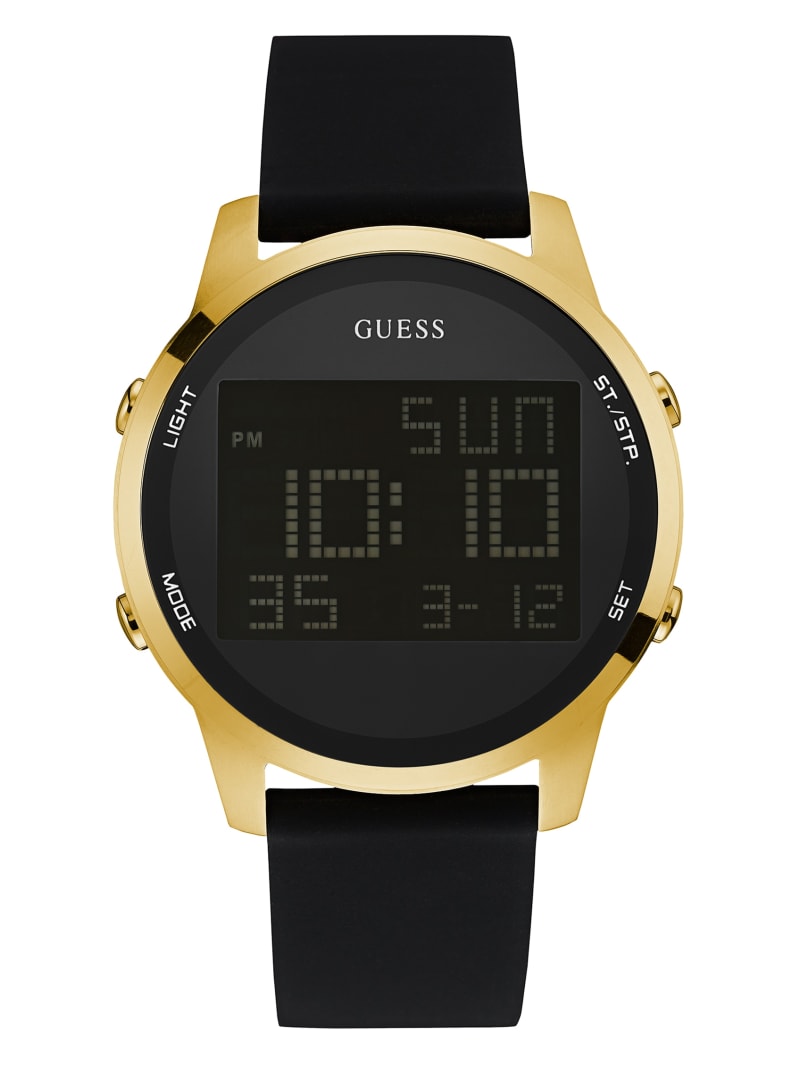 Guess and Gold-Tone Digital Chronograph Men's Watches Black | 2356-VNCXY