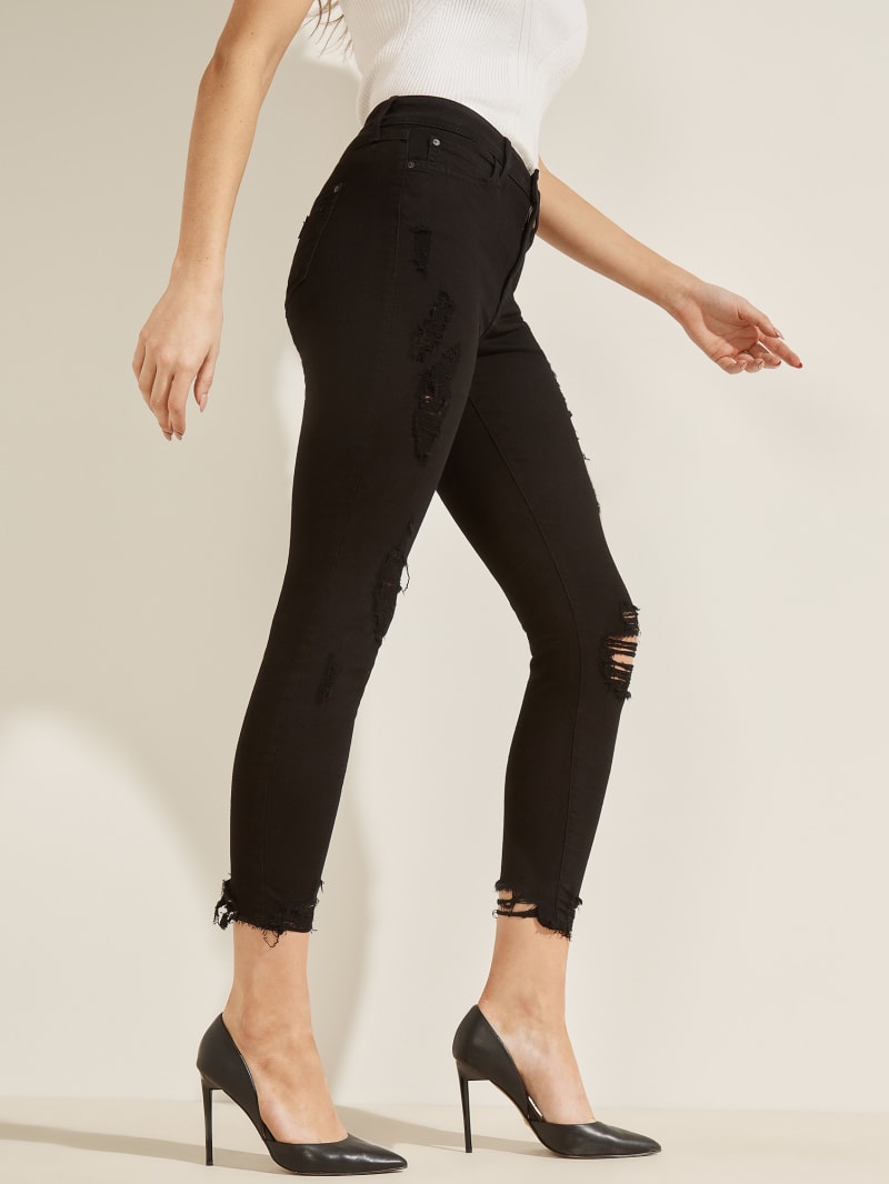 Guess 1981 Destroyed High-Rise Skinny Women's Pants Black | 0128-CIBPS