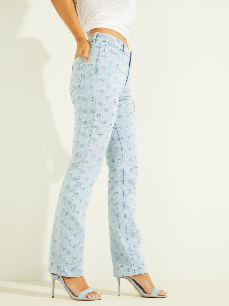 Guess 1981 Eyelet Straight Women's Pants Blue | 2097-FYGLR