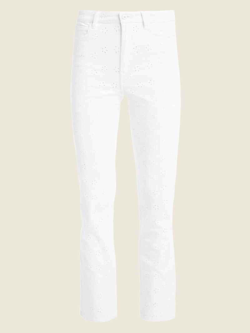 Guess 1981 Eyelet Straight Women's Pants White | 3780-LVNQS