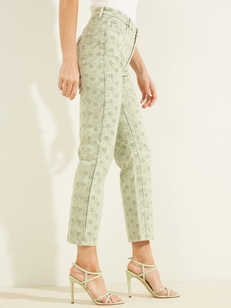 Guess 1981 Eyelet Straight Women's Pants Green | 6384-UQEYK