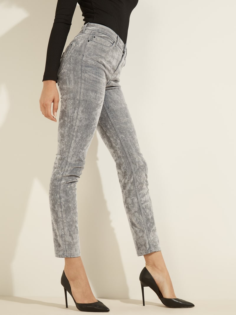 Guess 1981 Velvet Flocked Skinny Women's Pants Grey | 6052-QDHUF