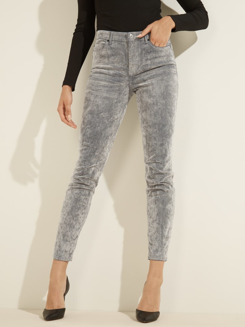 Guess 1981 Velvet Flocked Skinny Women\'s Pants Grey | 6052-QDHUF