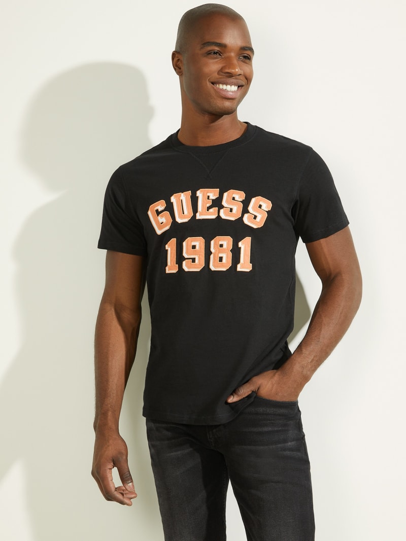 Guess Academy Tee Men\'s T Shirts Black | 3509-VJMZO