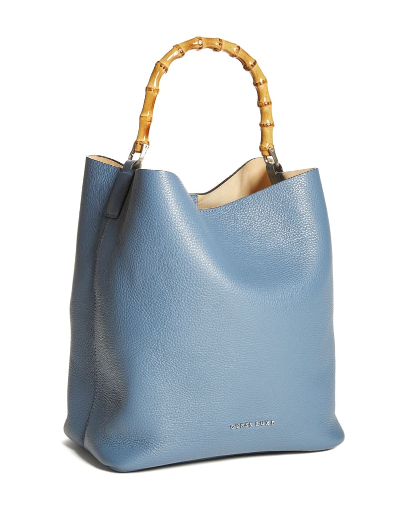 Guess Aida Leather Women's Tote Bags Blue | 8172-HOCYF