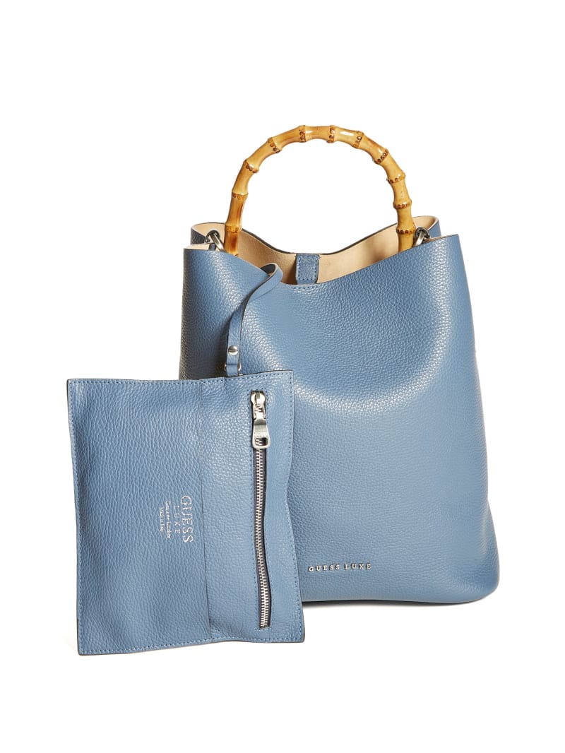 Guess Aida Leather Women's Tote Bags Blue | 8172-HOCYF