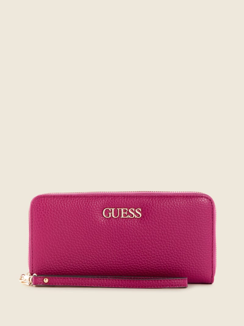 Guess Alby Large Zip-Around Women\'s Wallets Pink | 4612-AXYFT