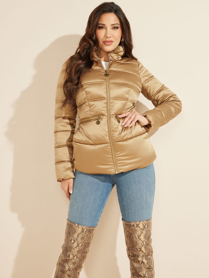 Guess Allie Puffer Women's Jackets Brown | 8769-OHQMS