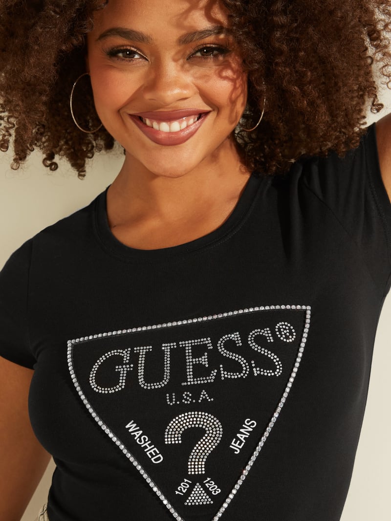 Guess Amalur Logo Tee Women's Tops Black | 5670-BYVAQ